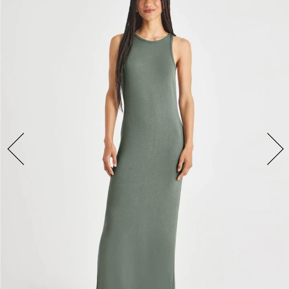 Splendid Sleeveless olive branch fleece Maxi Dress